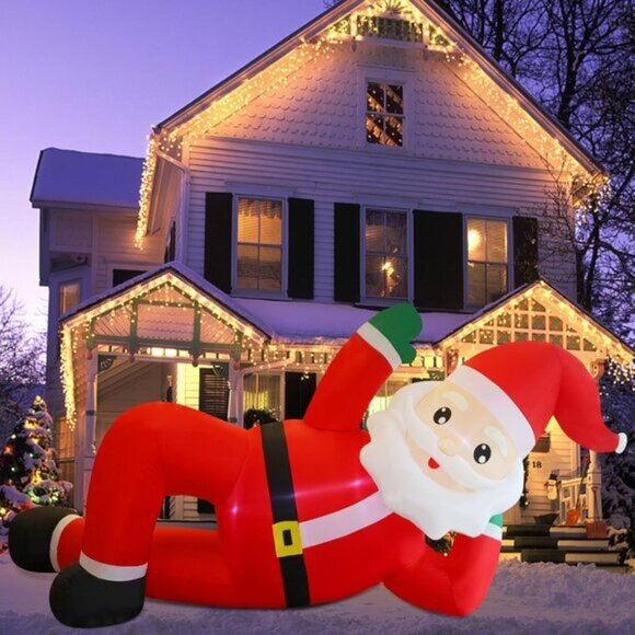 🆕12FT Christmas Inflatables Lying Santa with Built in LED Outdoor Decorations - Picture 8 of 10